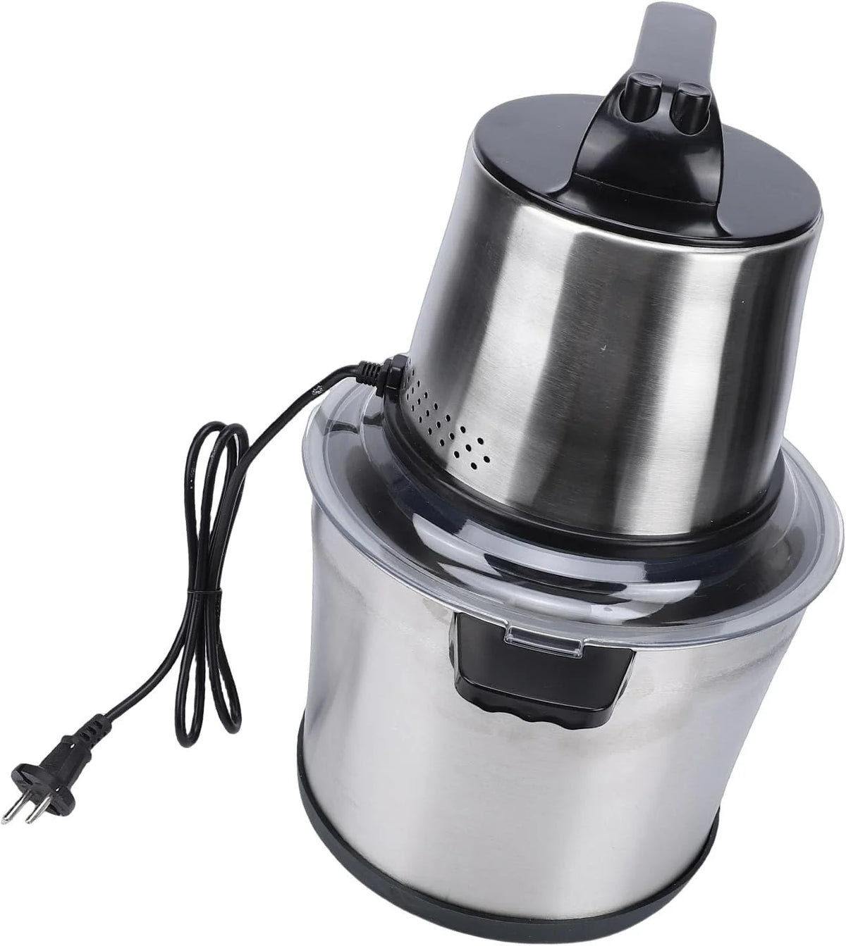 SIXRUN Picadora Eléctrica de Alimentos 1800W 10L Acero Inoxidable, Molino de Carne con Modos de Velocidad Dual y Tapa Antisalpicaduras para Verduras, Frutas y Amasado de Masa (Enchufe de la UE 220V)