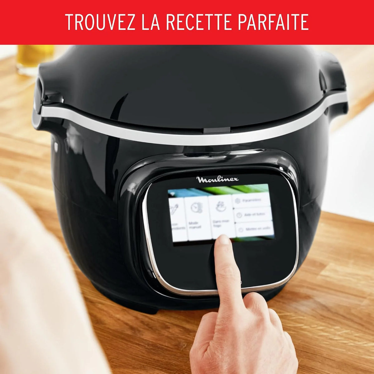 Moulinex Cookeo Touch Wifi - Multicooker inteligente de alta presión + molde para tartas 18 cm, 6 L, pantalla táctil, 250 recetas integradas, aplicación Moulinex YY5297FB, negro