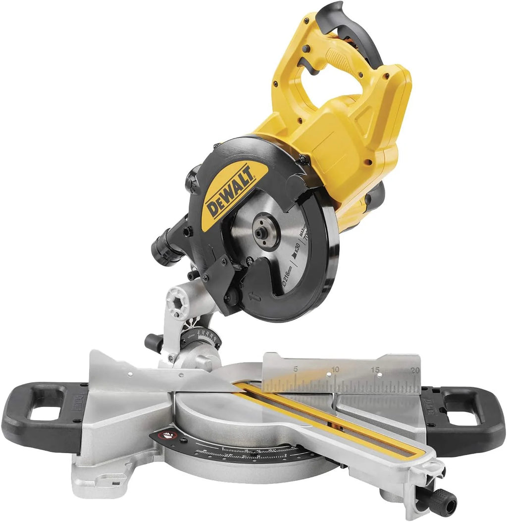 DeWALT DWS774-QS Ingletadora Telescópica 1400 W, Plata/ Amarillo/ Negro