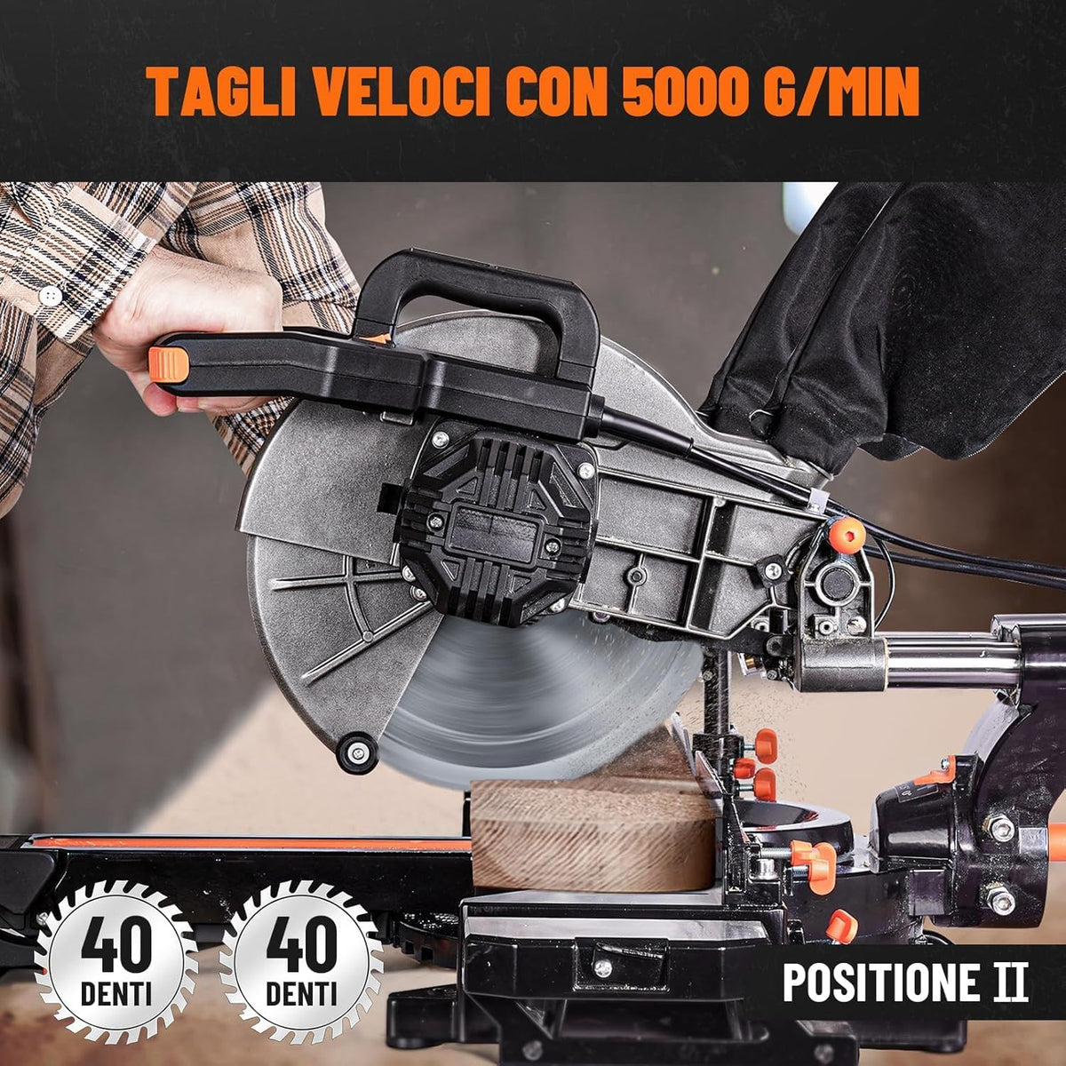 DOVAMAN Ingletadora Telescopica, Disco Ø255 mm, Multimaterial,2 Velocidades