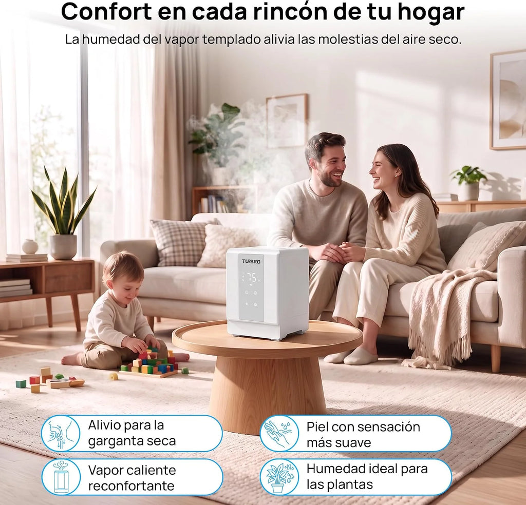 TURBRO Humidificador de vapor caliente 4 L para dormitorio, 500 ml/h