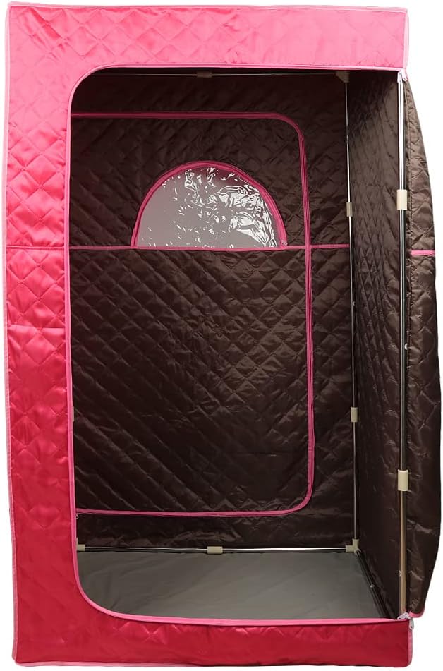 1000 W Sauna completa del cuerpo con cabina de vapor, generador de vapor, mando a distancia, sauna de vapor portátil y plegable, sauna SPA para casa, 100 x 80 x 170 cm, rojo