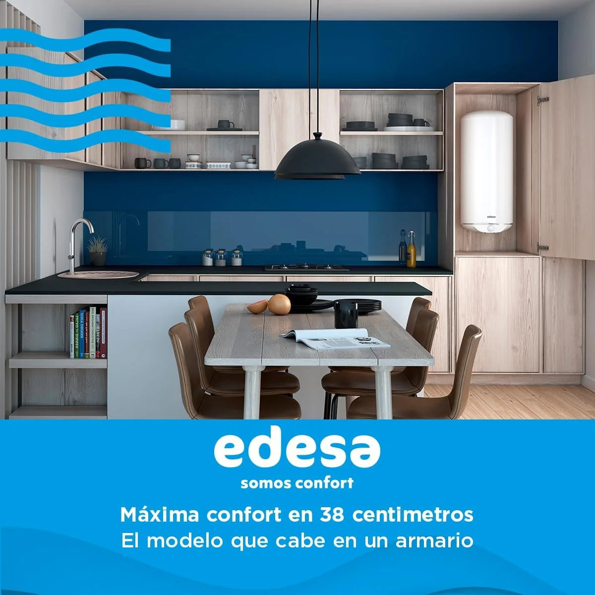 Edesa TRE SLIM Electric Thermo – Slim Design 38 cm, Multi-Position (Vertical/Horizontal), Ceramic Antitical, Outdoor Thermostat, High Durability and Energy Saving 50 L