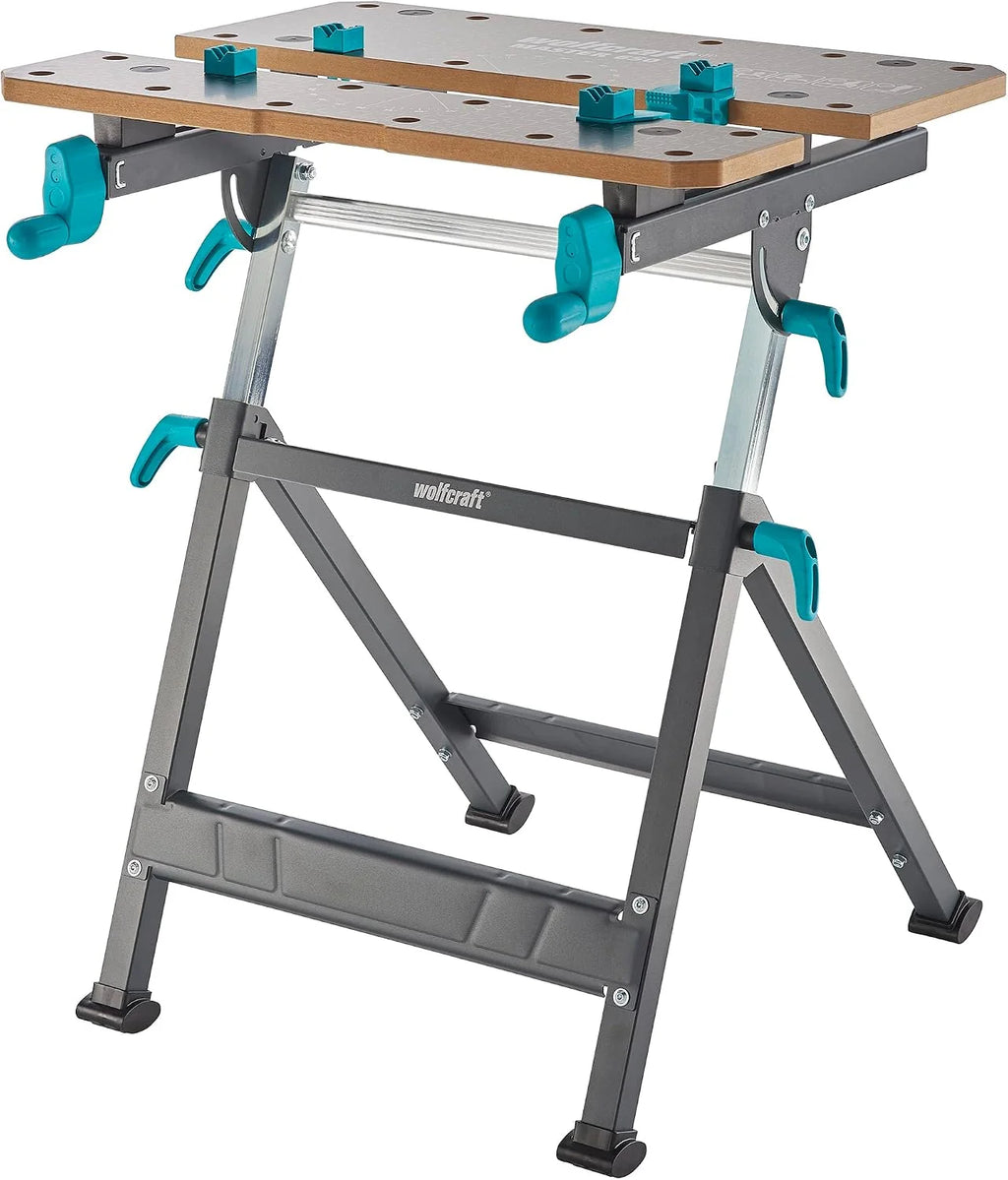 wolfcraft Mesa de Trabajo y sujeción Master 650 Ergo I 6870000 I La Mesa de sujeción de Altura Ajustable y portátil Que Permite Trabajar de Manera Flexible en Todos Tus proyectos