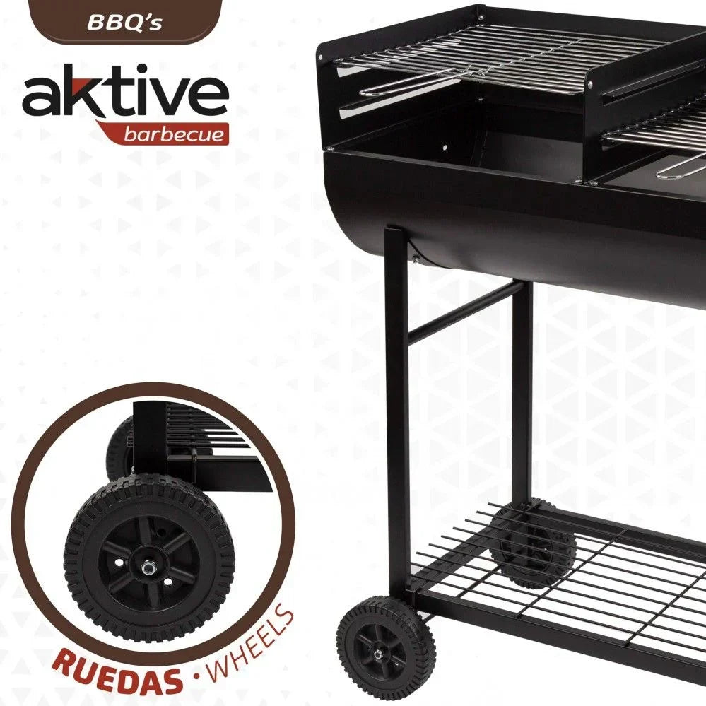 Barbacoa De Carbón Con Doble Parrilla Aktive
