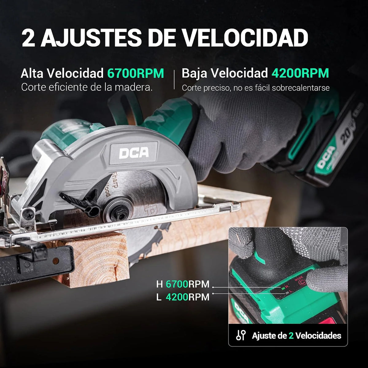 DCA 20V Sierra Circular Mini Inalámbrica Sin Escobillas