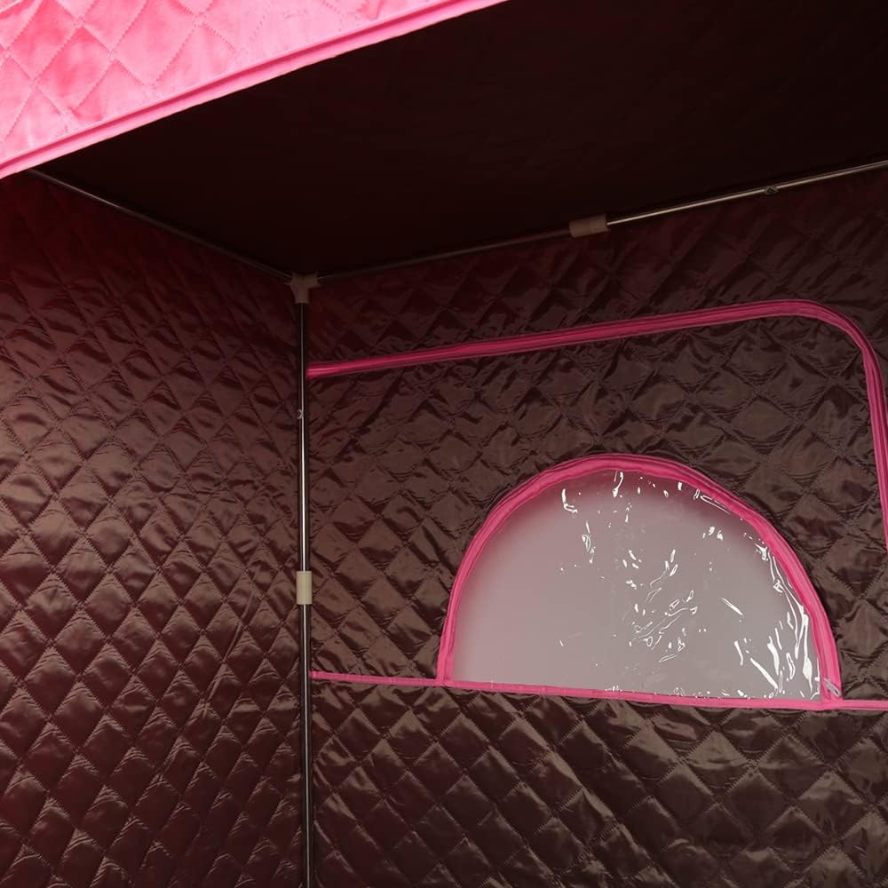 1000 W Sauna completa del cuerpo con cabina de vapor, generador de vapor, mando a distancia, sauna de vapor portátil y plegable, sauna SPA para casa, 100 x 80 x 170 cm, rojo