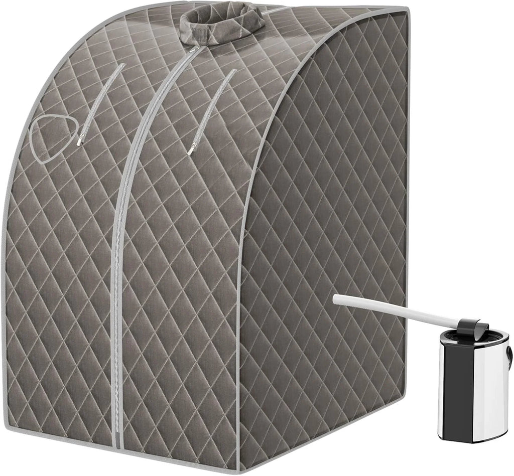 COSTWAY 3L Mini Sauna de Vapor para Casa con Control Remoto,Silla y Accesorios Sauna de Vapor Portátil con Control Remoto Cabina de Sauna con Temperatura y Temporizador Ajustables (gris)