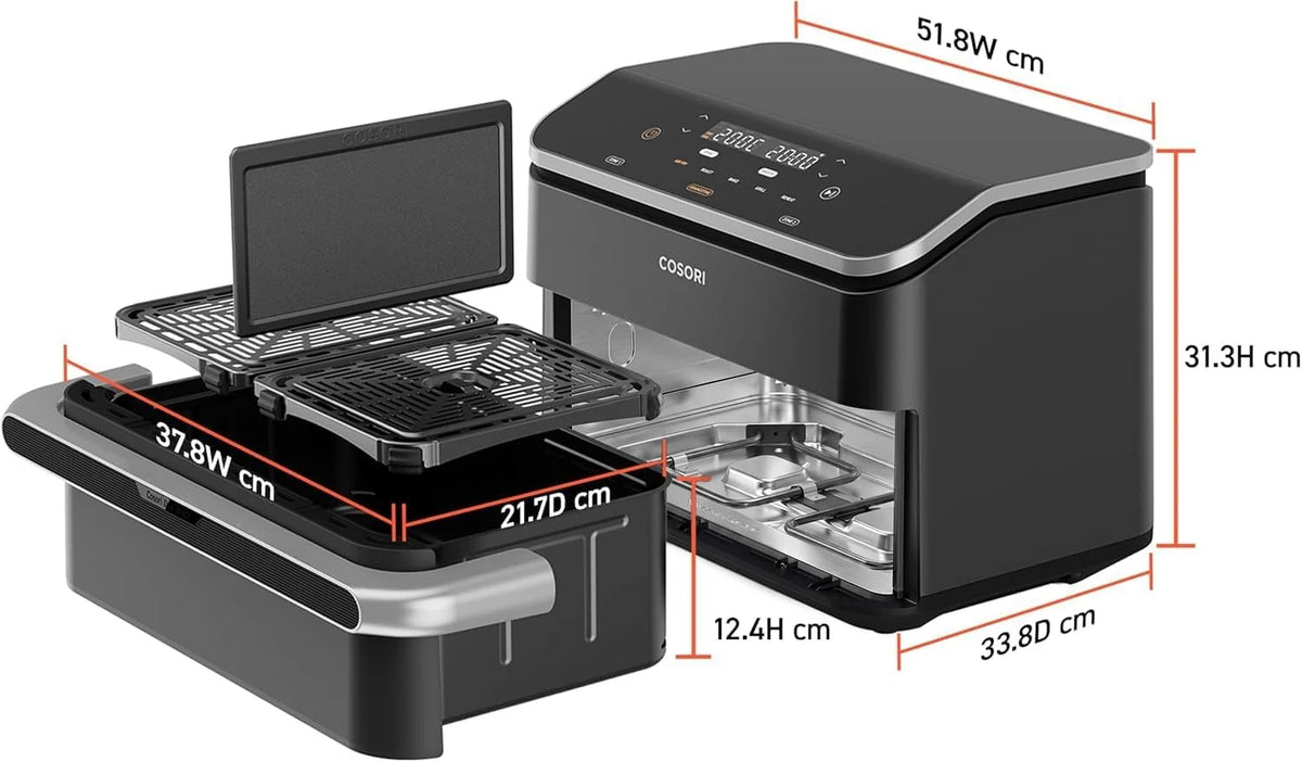 Cosori Freidora de Aire 10L Dual Blaze Twinfry, Doble Cesta con Divisor