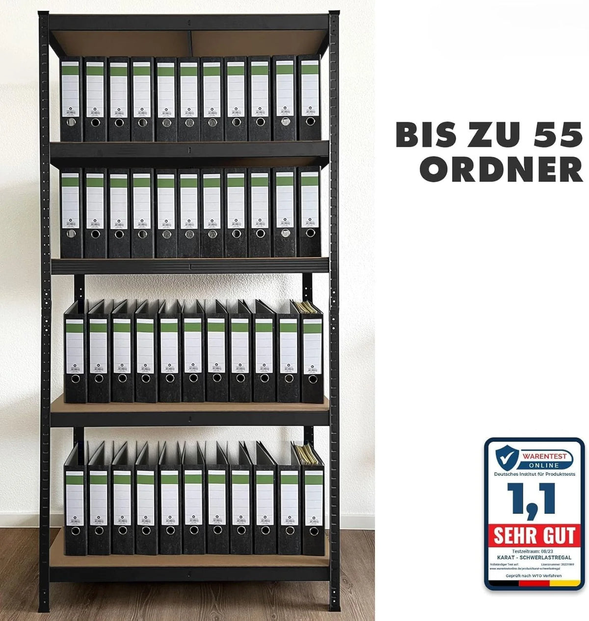 Floordirekt Estantería para Cargas Pesadas. Juego de 2 Unidades. Color Negro. 200 x 120 x 60 cm. sin Tornillos. para sótano. de Almacenamiento. para Taller. Banco de Trabajo. 5 estantes Ajustables