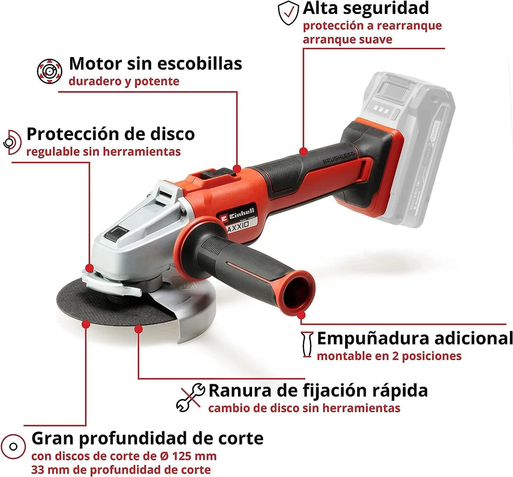 Einhell Professional Amoladora angular con batería AXXIO 18/125 Q Li-Solo