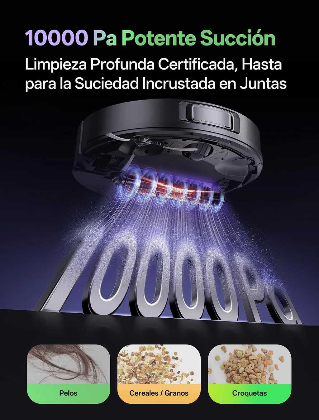 Vexilar W15 Robot Aspirador y Fregasuelos 10000Pa, Aspirador Fregadora Potente con 5 Mapa Inteligente,Autonomía 180Min, Fácil Programa, 4L Base Autovaciado sin Bolsa, para Suelos/Alfombras/Partícula