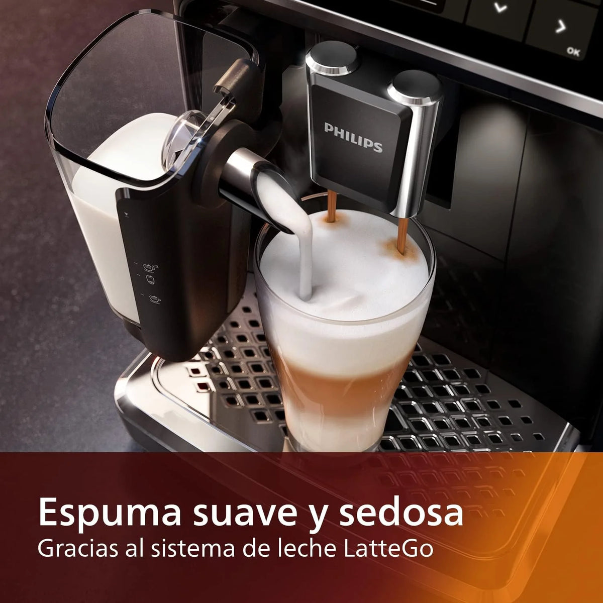 Philips Serie 5400 Cafetera Superautomática - Sistema de Leche LatteGo, 12 Variedades de Café, Pantalla Intuitiva, 4 Perfiles de Usuario, Negro (EP5441/50)