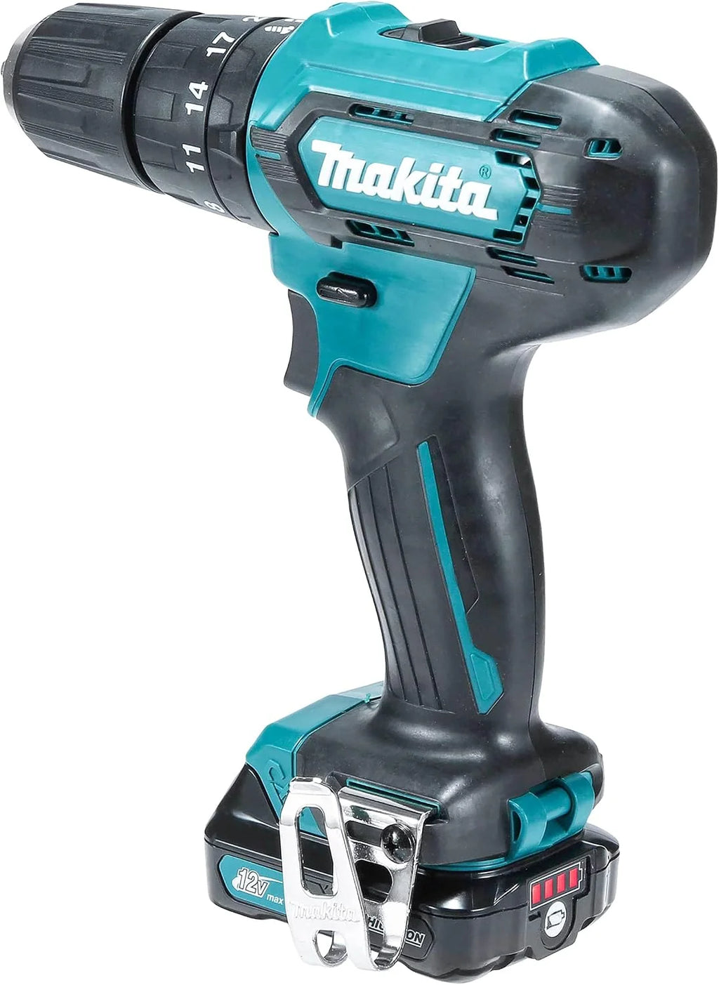 Makita HP333DSAX1 Taladro atornillador inalámbrico 12 V máx. / 2,0 Ah, 2 baterías y cargador en maletín de transporte