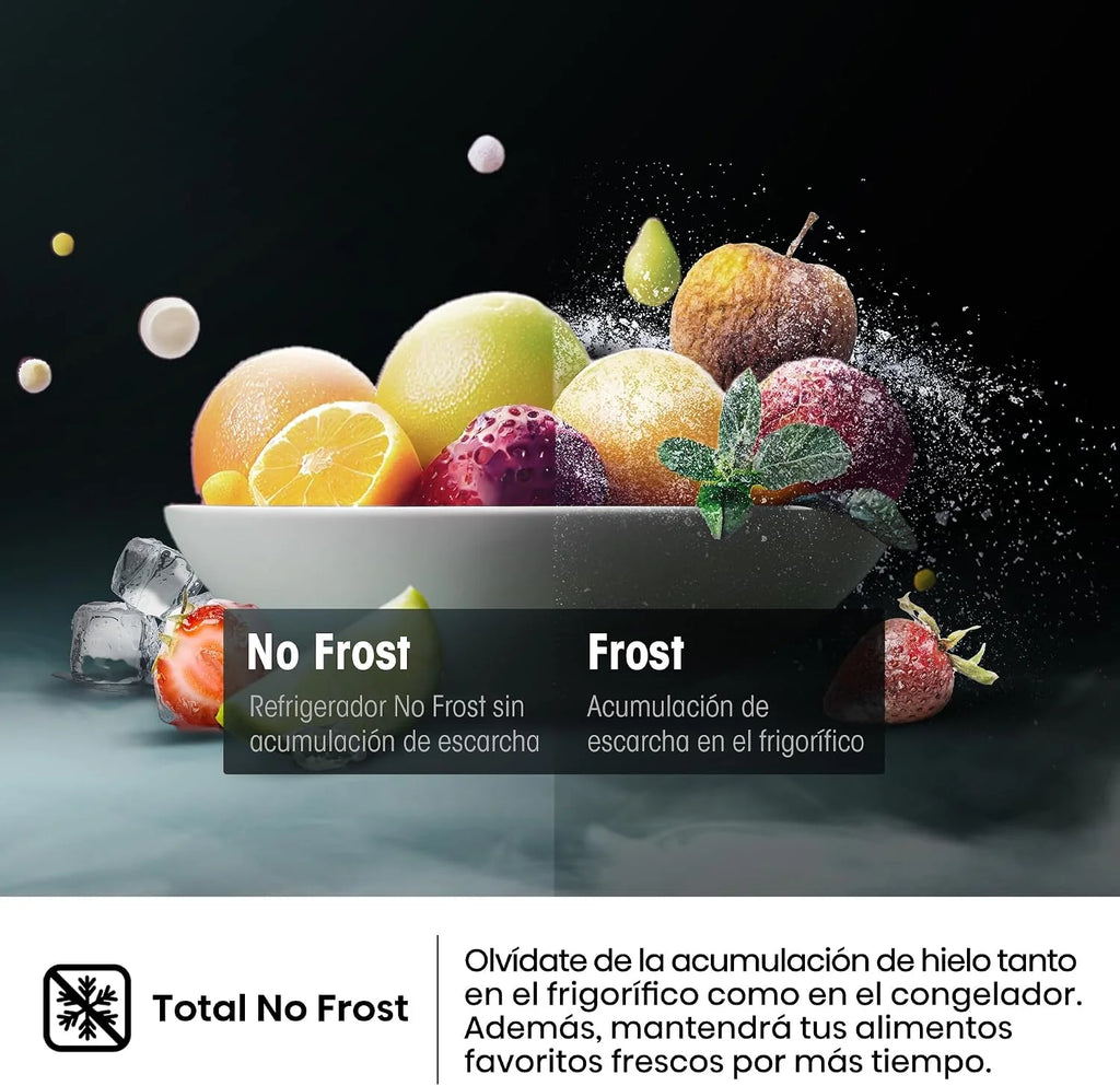 Hisense RB329N4ACE - Refrigerador combinado de instalación libre, Total No Frost con ventilación multiflujo, Inox Look, altura 180 cm, capacidad neta 255 L
