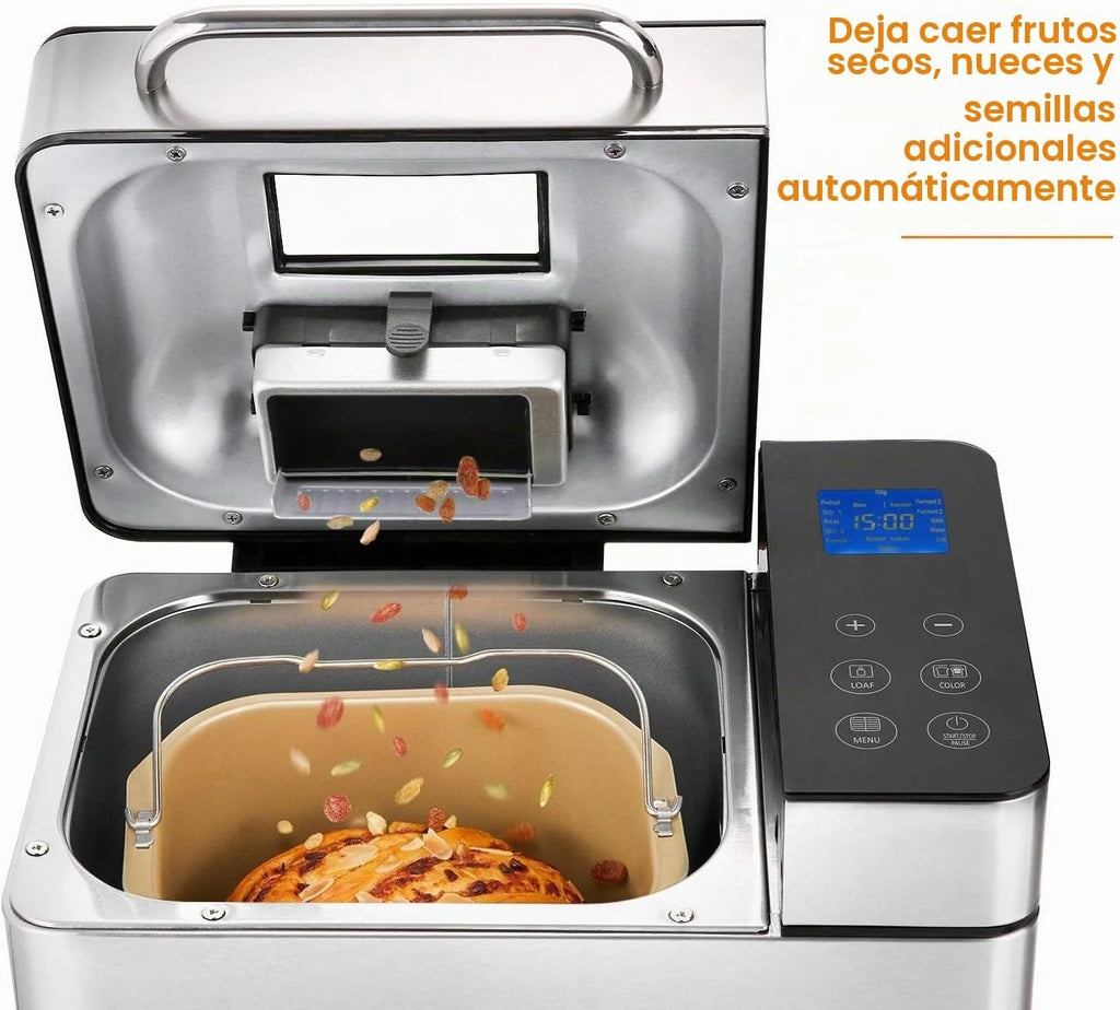 COOCHEER Panificadora Completamente Automática,Panificadora de Corteza crujiente con 19 Programas,710W,Programable para Hacer Pan,para Panes Artesanales, sin Gluten, Masas,Bizcochos y Mermeladas