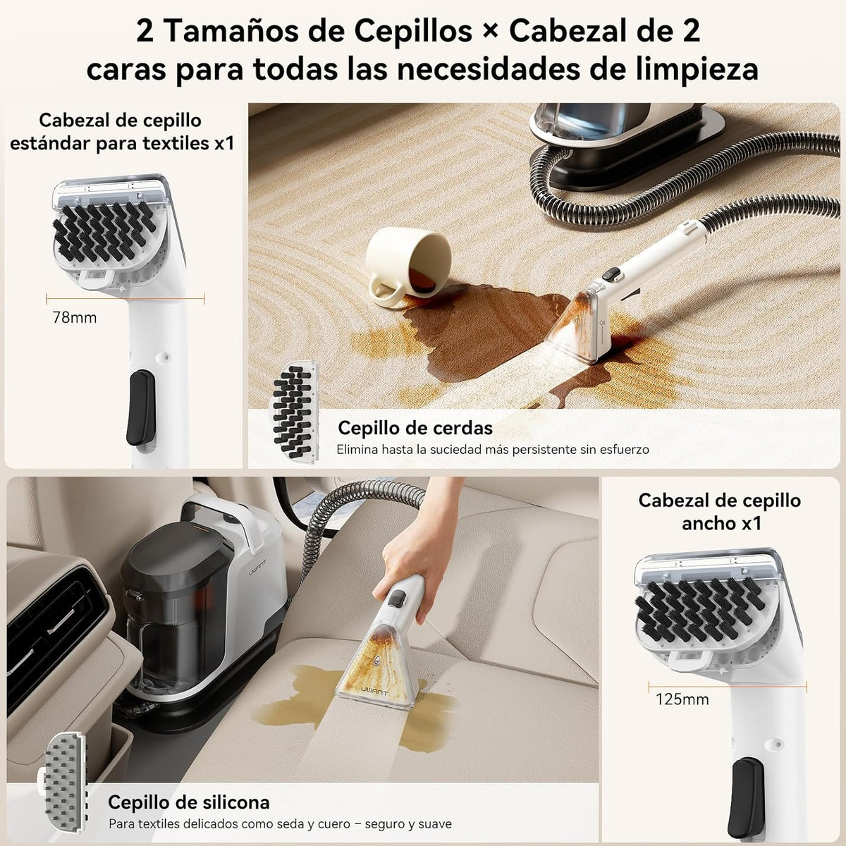 Uwant Y100S Limpiador Tapicerias Vapor 3en1, 1750W 18kPa Aspiradora de Agua