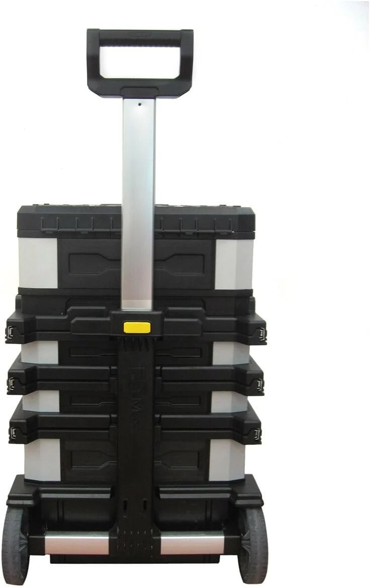STANLEY FATMAX Taller Móvil Metálico, Carro de Herramientas, Caja Versátil para Piezas Pequeñas y Grandes, Ruedas 17cm, Cierres Metálicos Antioxidantes, 1-95-622
