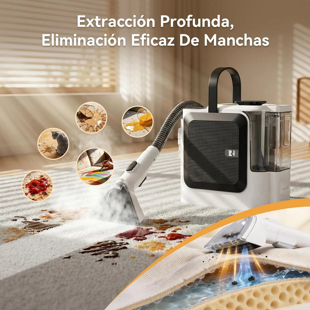 Redkey Rd-F1 Aspirador Tapicerías con Agua, 4 en 1 Aspirador Lava a Vapor con Succión 26000Pa, 1800W Limpieza Profunda para Alfombras, Sofás, Manchas de Mascotas, Depósito 3 en 1 & 7 Accesorios