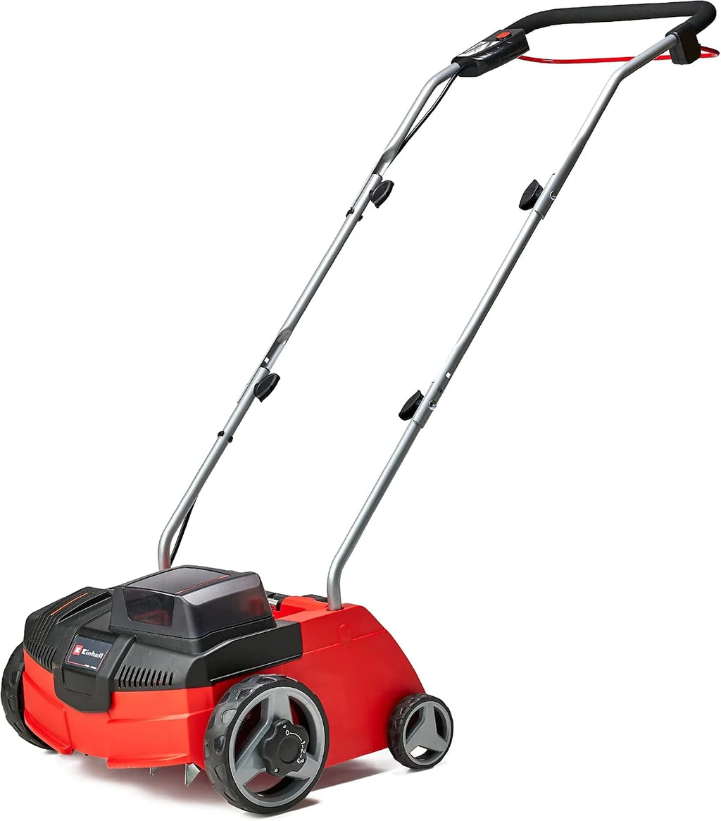 Einhell Escarificador/aireador inalámbrico - GC-SC 36/31 Li PXC. Combinada 3 en 1, motor de bobinado en serie, unidad de corte con rodamiento de bolas, suministrada sin batería y cargador