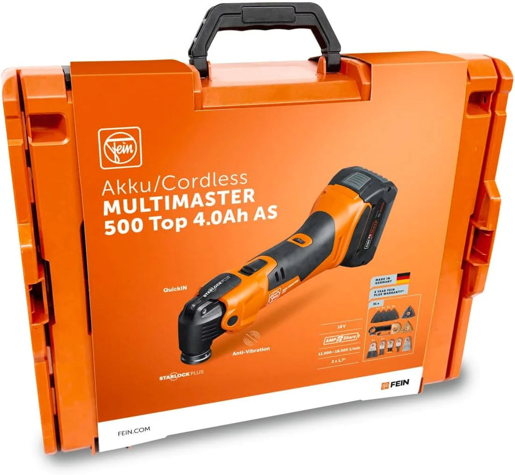 FEIN Multimaster AMM 500 Plus Top 4.0 Ah AS, Set con 30 accesorios