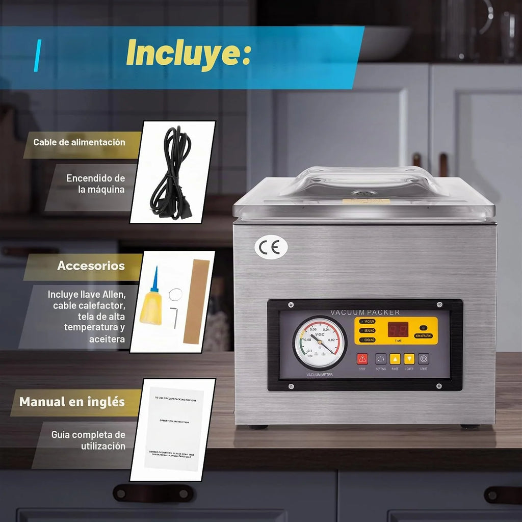 Envasadora al vacío 220 V DZ-260 selladora profesional al vacío máquina de vacío para alimentos instrumento preciso metal raro, etc