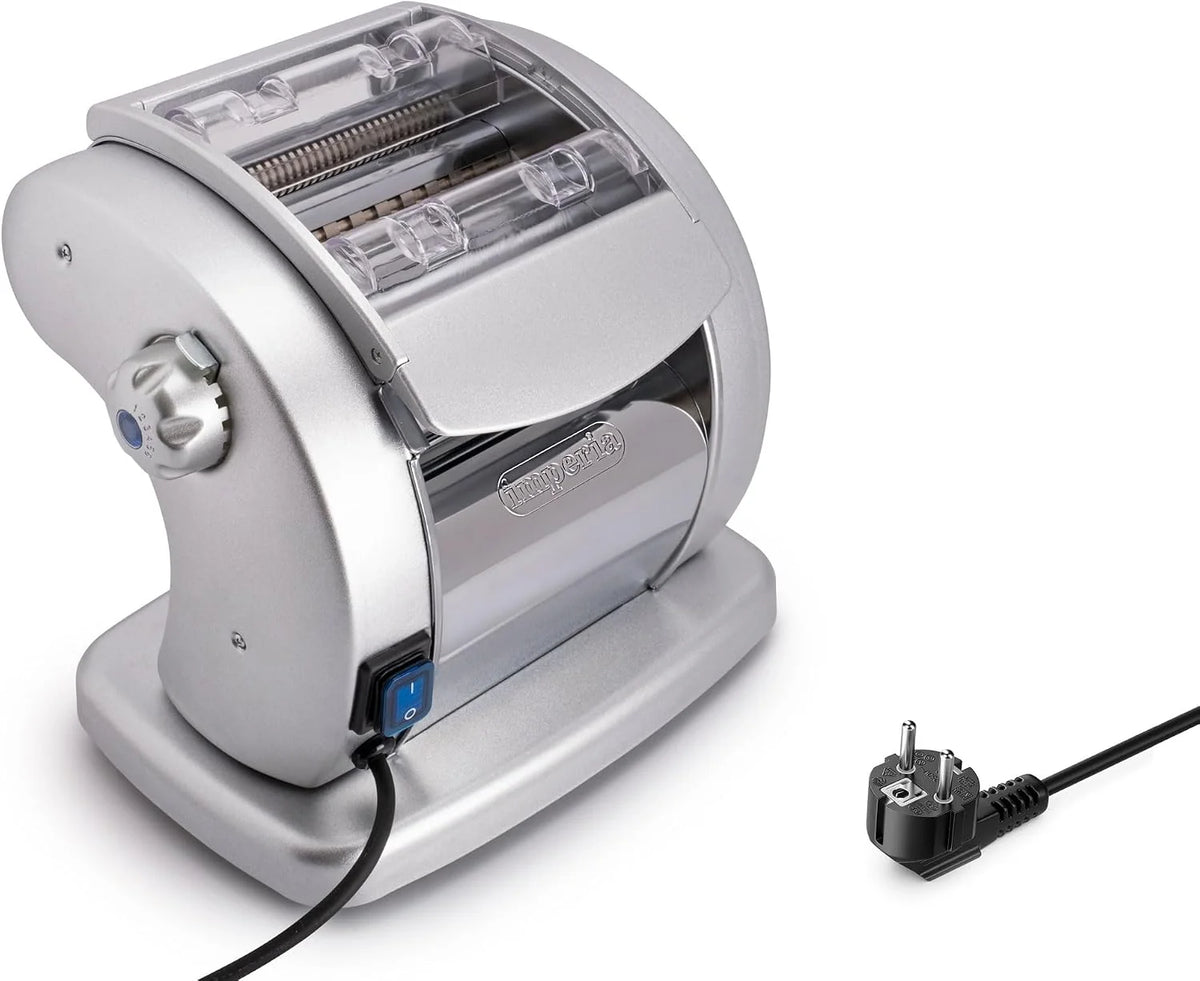 Imperia PastaPresto Línea Clásica. Máquina eléctrica para pasta. 100% Made in Italy. Máquina de pasta fresca con motor eléctrico 220v. Laminadora eléctrica para lasagne, tagliolini, fettuccine.