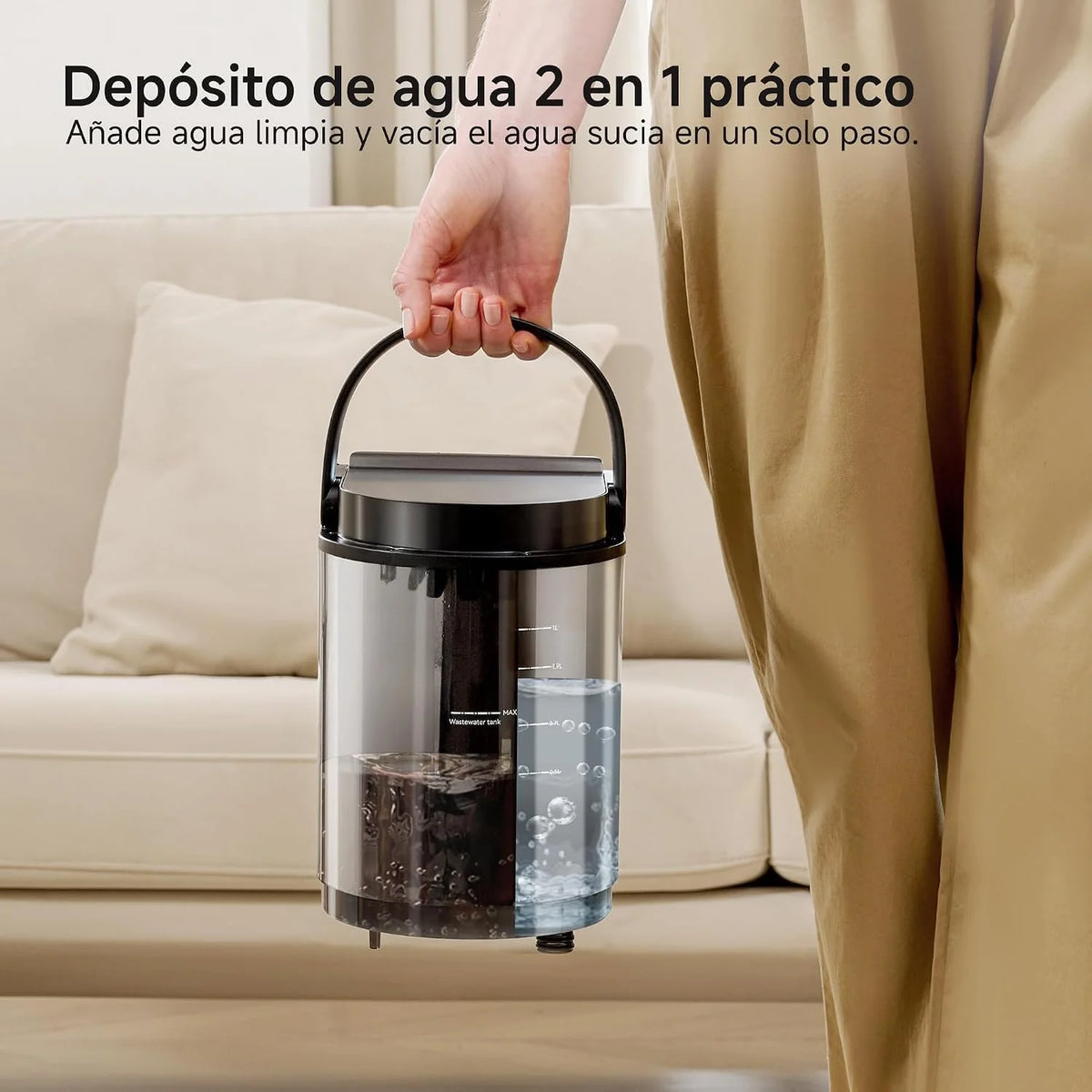 Uwant Limpiador de Tapicerías con Sistema de Vapor y Agua Caliente, 18kPa de Potente Succión, Limpiador Portátil con 4 Herramientas de Limpieza y Solución Incluida, para Sofás set of 1