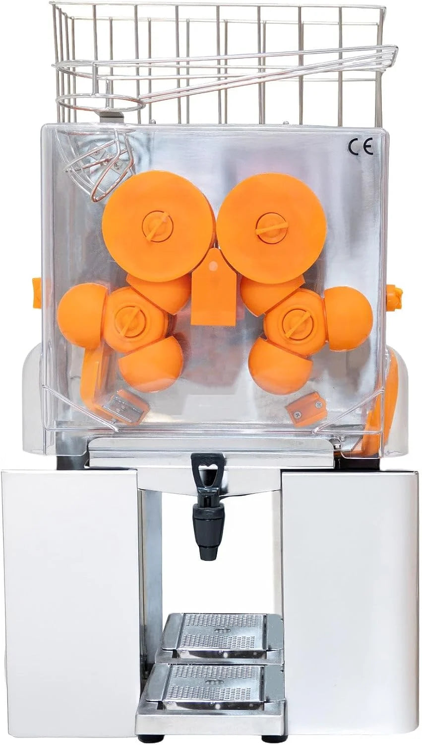 Exprimidor de Cítricos Comercial | Acero Inoxidable | 20-22 naranjas/min | Producción rápida 3-5s | Grifo integrado | Cesta superior amplia | Bajo ruido 60dB | Accesorios incluídos | Extractor de Zumo