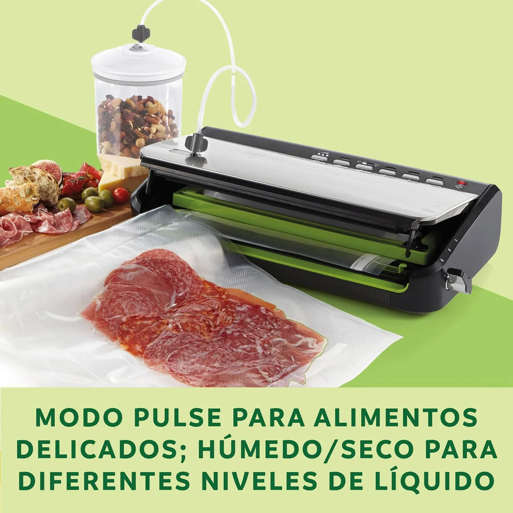 Foodsaver Envasadora al Vacío con almacenamiento de rollos integrado | Cortador de bolsas y modo para alimentos delicados | Incluye bolsas selladoras al vacío surtidas (FFS005X)