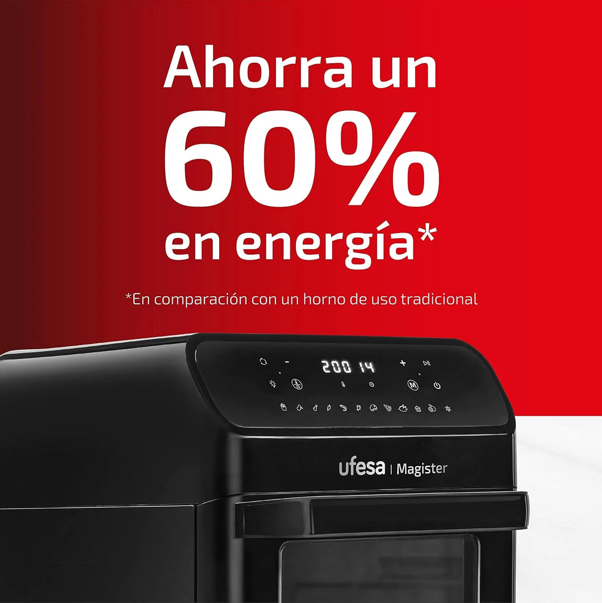 Ufesa Magister Freidora de Aire sin Aceite Airfryer de 12L, 12 Programas, 1850W, Temporizador, Temperatura 200ºC, 6 Accesorios Incluidos, Sin BPA, Exclusivo Amazon