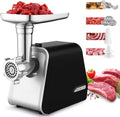 Nictemaw Picadora de carne eléctrica de 2000 W, máquina para salchichas con 3 discos perforados, accesorios para galletas, tubos de relleno de salchichas y accesorios para la cocina doméstica