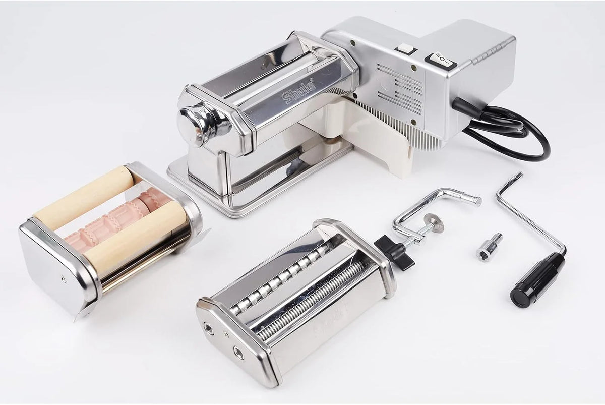 Shule - Máquina de pasta eléctrica con motor automático con manivela y rodillos multifuncionales
