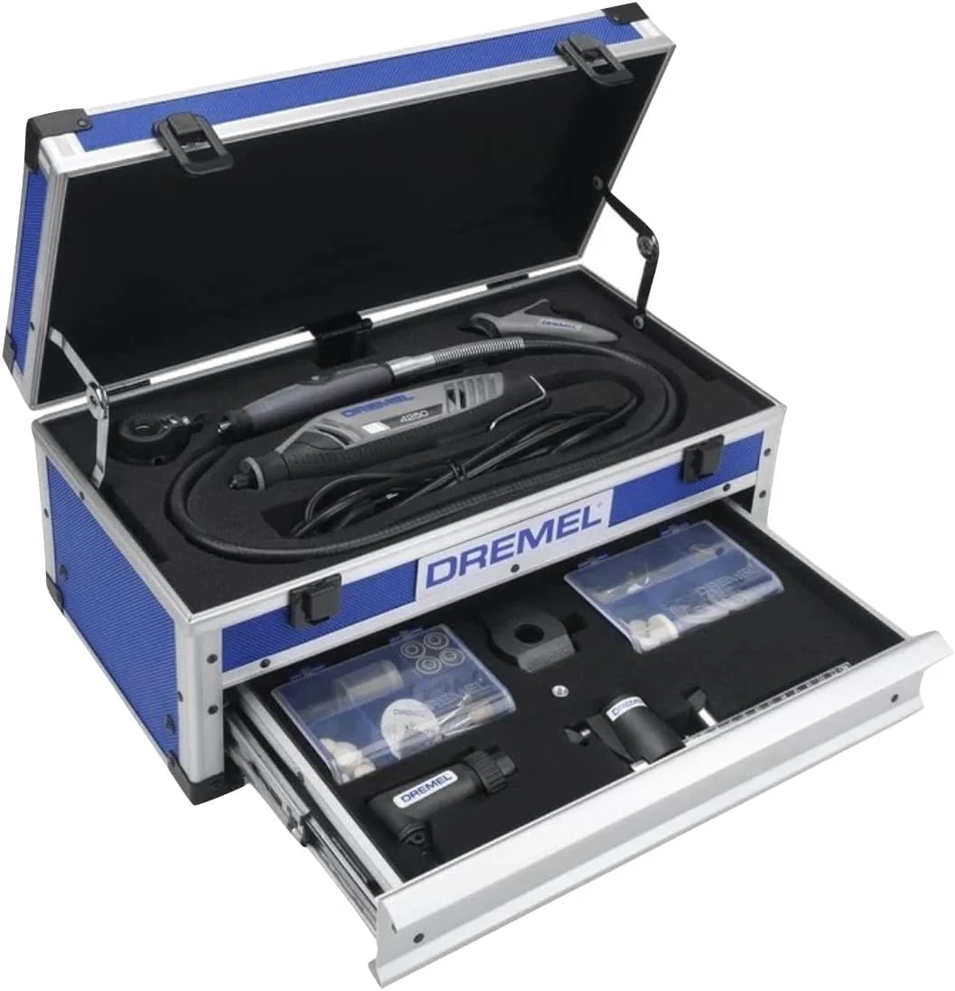 Dremel 4250 Herramienta rotativa de 175 W, kit multiherramienta con 6 complementos y 128 accesorios, motor de 175 W con retroalimentación electrónica, velocidad variable de 5000-35 000 rpm