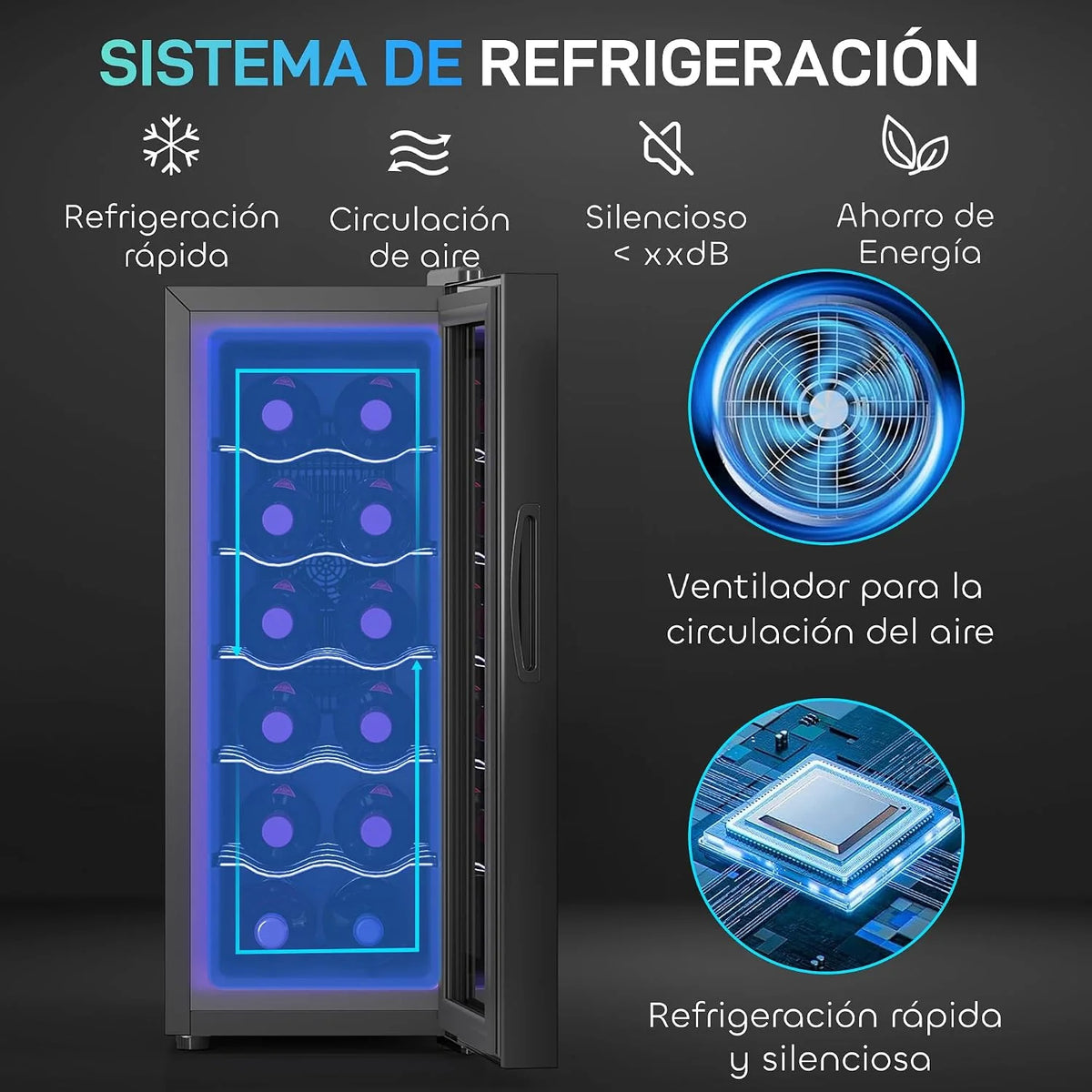 HOMCOM Vinoteca 12 Botellas Doble Refrigeración Termoeléctrica 8-18℃ Negro