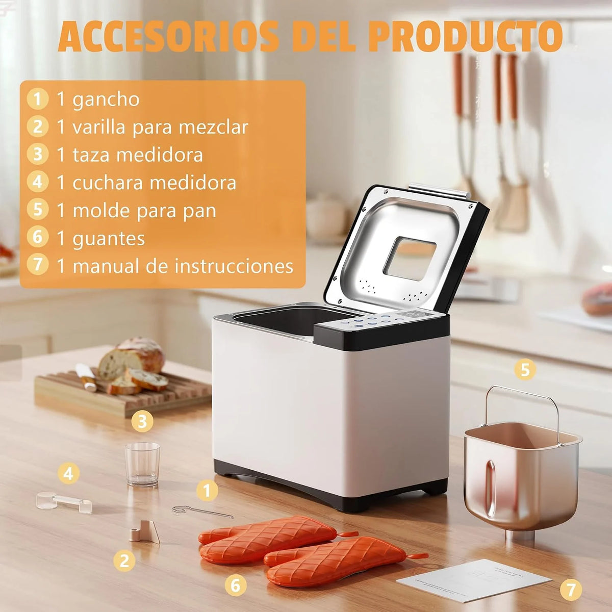Karinear Panificadora 1000g, Multifuncional: 20 Funciones Preprogramadas