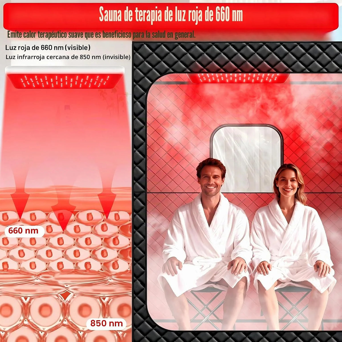 I-THERA-U Sauna de infrarrojos para 2 personas, sauna de vapor para el hogar - 5 capas impermeable sauna portátil, 2 generadores de vapor para baño de vapor, 2 sillas plegables