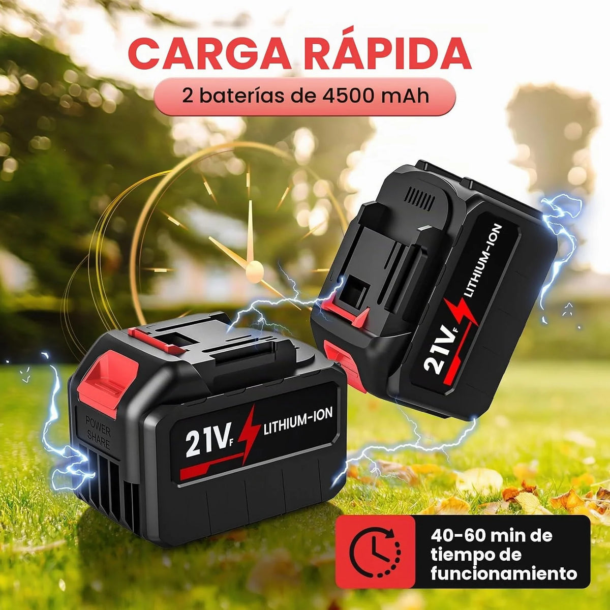 IERAKOR Soplador de Aire Potente con 2 Baterias y Cargador 360 kmh