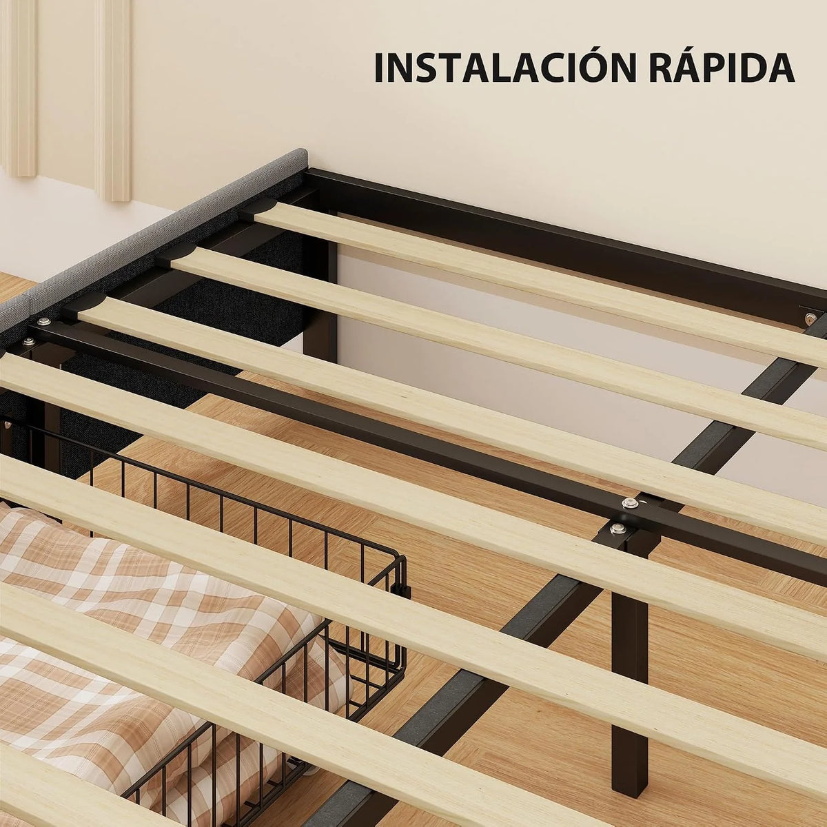 Homcom Double Bed 140 x 190 cm Double Bed Frame with Storage Grey