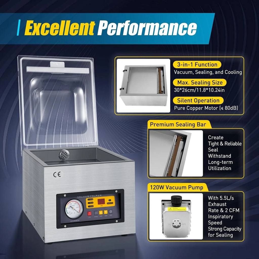 Envasadora al vacío 220 V DZ-260 selladora profesional al vacío máquina de vacío para alimentos instrumento preciso metal raro, etc