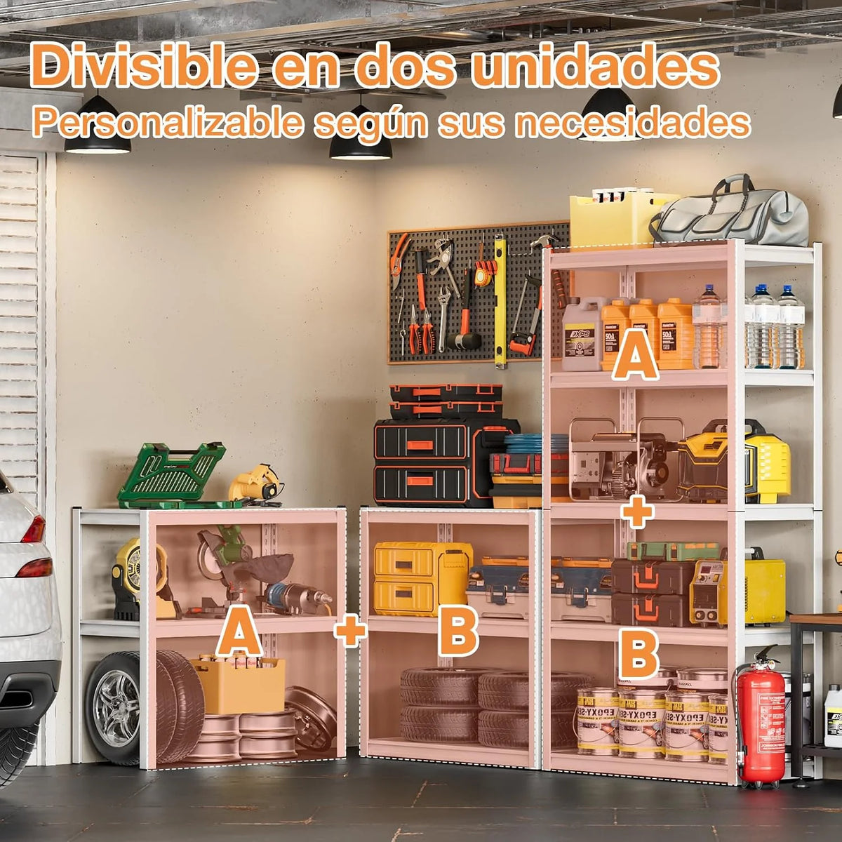 Himimi Estantería Metálica de Carga Pesada 182x90x40 cm, 1000kg (200kg/Nivel), 5 Baldas de Acero Ajustables, Estantería de Almacenaje sin Tornillos para Garaje, Sótano, Taller, Almacén, Cocina, Blanco