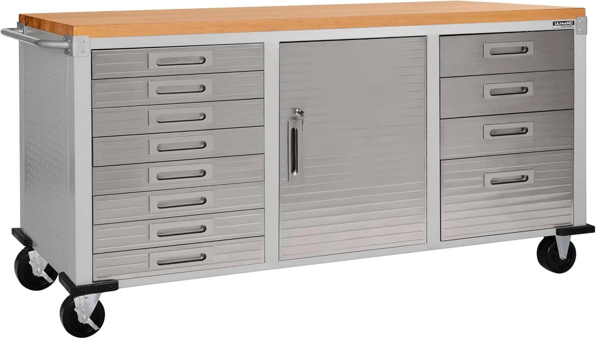 Seville Classics UltraHD® Banco de Trabajo Rodante con 12 Cajones, Granito