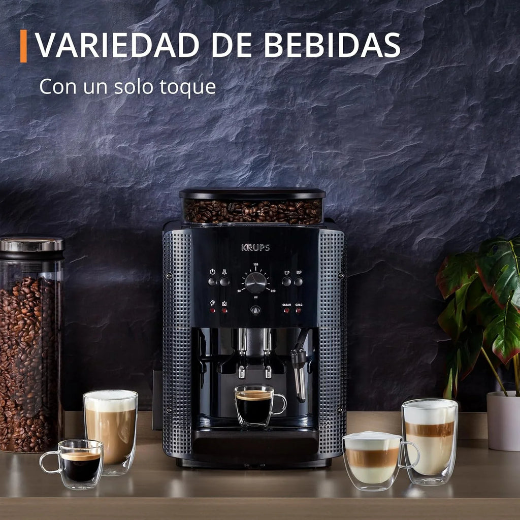 KRUPS Roma, Cafetera Superautomática 15 Bares, Capacidad de 1,7L, Negra