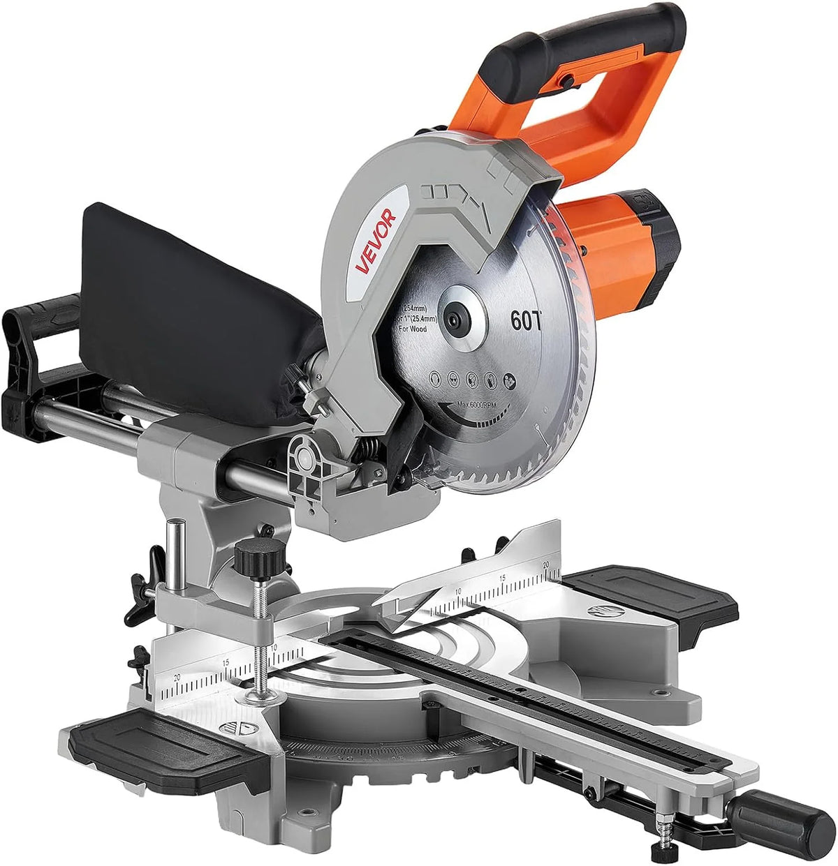 VEVOR Sierra Ingletadora Deslizante Compuesta 1800 W, Hoja de 254 mm, Ángulo y Profundidad de Corte Ajustables, Aluminio Fundido, Compacta y Pórtatil, Corte Multimaterial para Madera Metales Laminados
