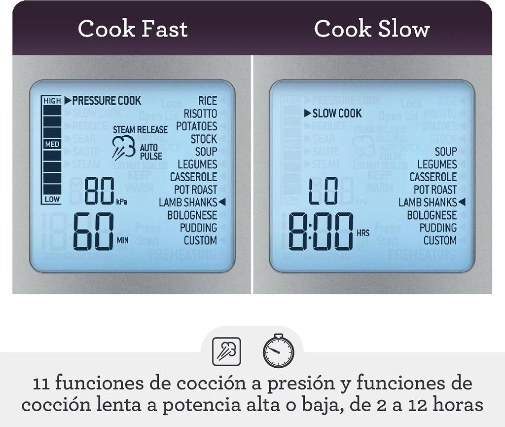 Sage Fast Slow Go Pro, Olla de Cocción a Presión y Lenta, Acero Inoxidable