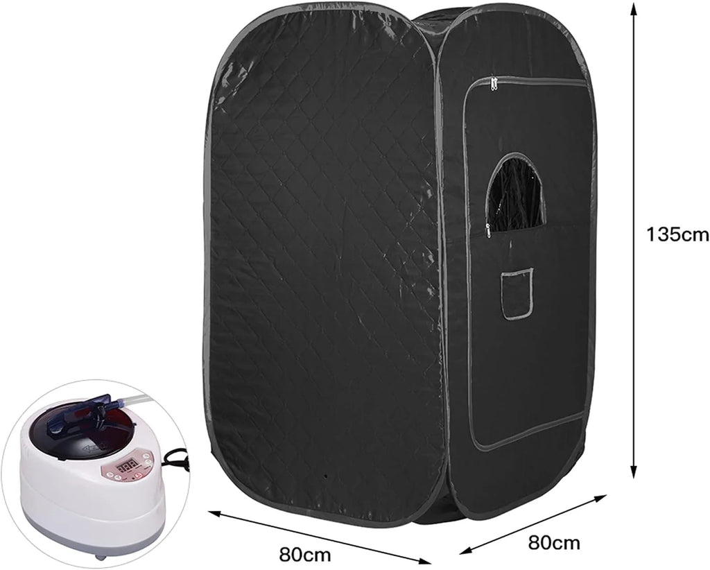 MINGYI Sauna de vapor portátil y plegable de 1000 W con cabina de vapor, generador de vapor de 2,5 camas y mando a distancia, 80 × 80 × 135 cm (Negro)