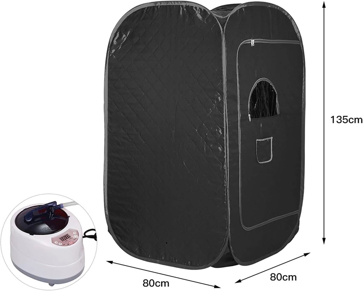 MINGYI Sauna de vapor portátil y plegable de 1000 W con cabina de vapor, generador de vapor de 2,5 camas y mando a distancia, 80 × 80 × 135 cm (Negro)