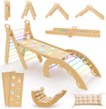 9en1 Montessori triangulo pikler Grande de 1 a 7+ años, 5 ángulos Ajustables, Parque Infantil Exterior y Interior en Madera para la Escalada con Arco pikler y rampa Pickler para niños