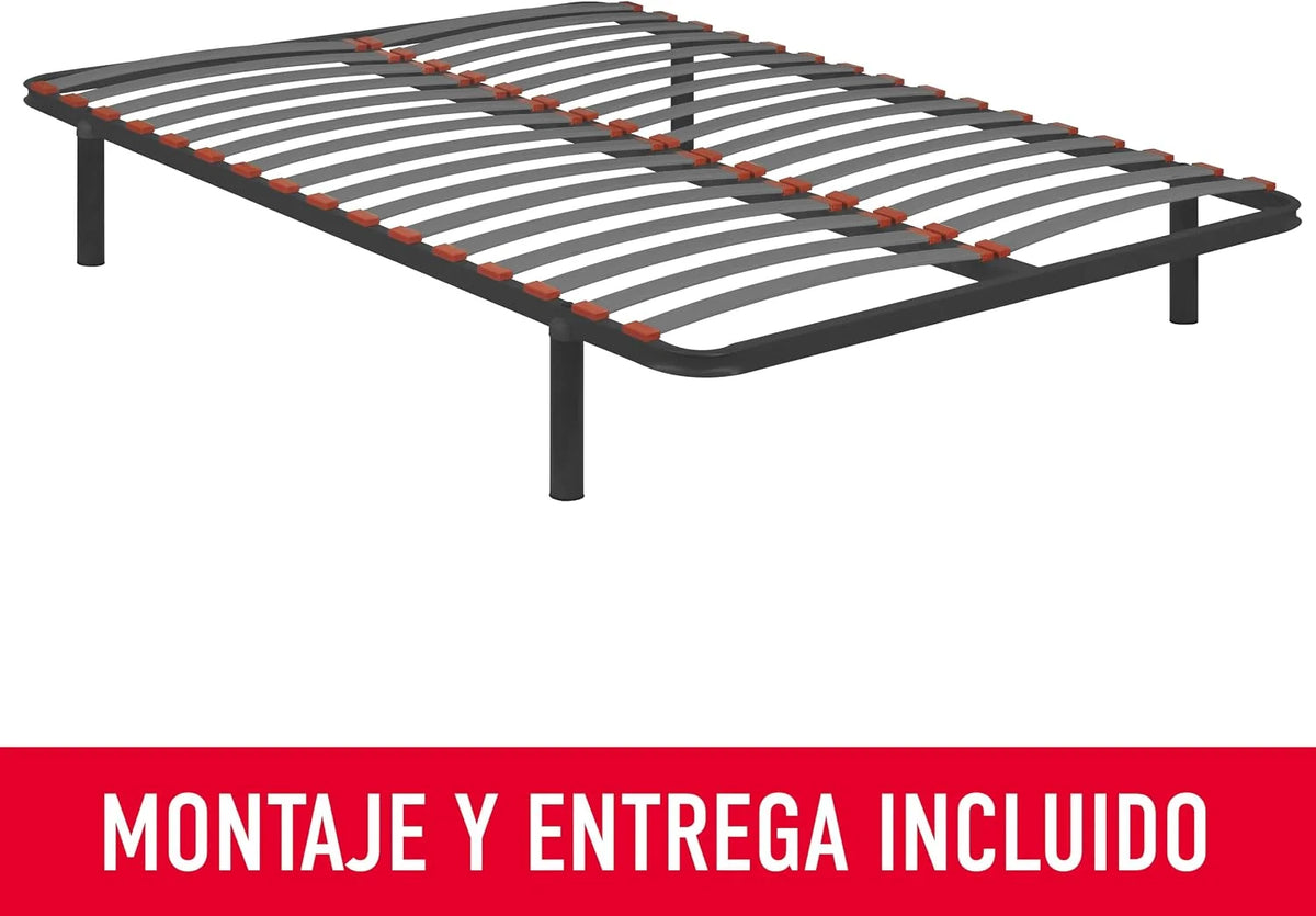PIKOLIN 16 Wooden Slats | 135 x 190 | 4 Legs - Height 26 cm | Reinforced Steel Frame | High Elasticity and Ventilation | Independence of Beds | Premium Delivery Service