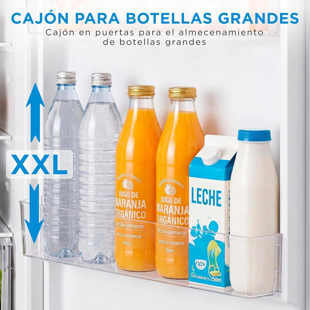 Midea Frigorífico 2 puertas 140 cm alto x 55 cm ancho, Inox, Capacidad 204 L, Nevera Pequeña con Congelador Low Frost de Bajo Consumo, Puerta Reversible, Luz LED, Silencioso 40dB, Cajón de Frutas